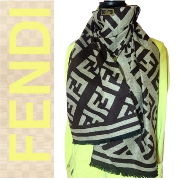 🧧NWOT Fendi Zucca Cashmere Scarf🥎GIFT - Picture 5 of 9